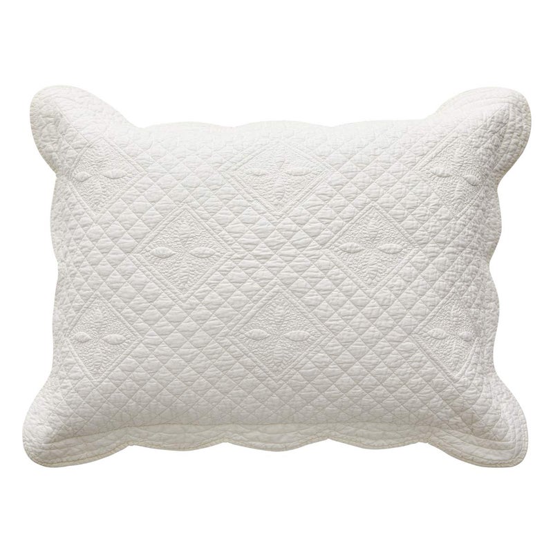 Calla Angel Sage Garden Luxury Pure Cotton Quilted Standard Pillow Sham 20'' x 26'', Ivory - Image 1