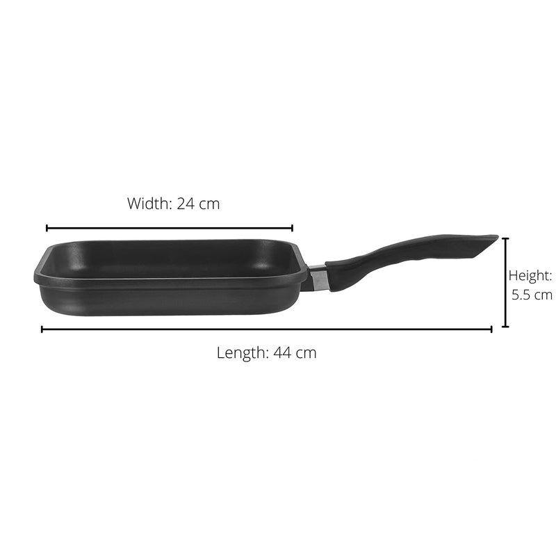 VINOD Vinod Zest Plus Die Cast Aluminium Square Griddle 24 cm 5 mm Thick 3 Layer Coating Silicone Handle Swiss Quality Induction Bottom 1 Year Warranty Black  - Image 3