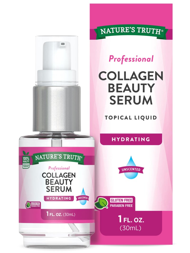 Natures Truth Collagen Beauty Serum 1 fl oz for Skin Unscented and Hydrating Free of Parabens Gluten