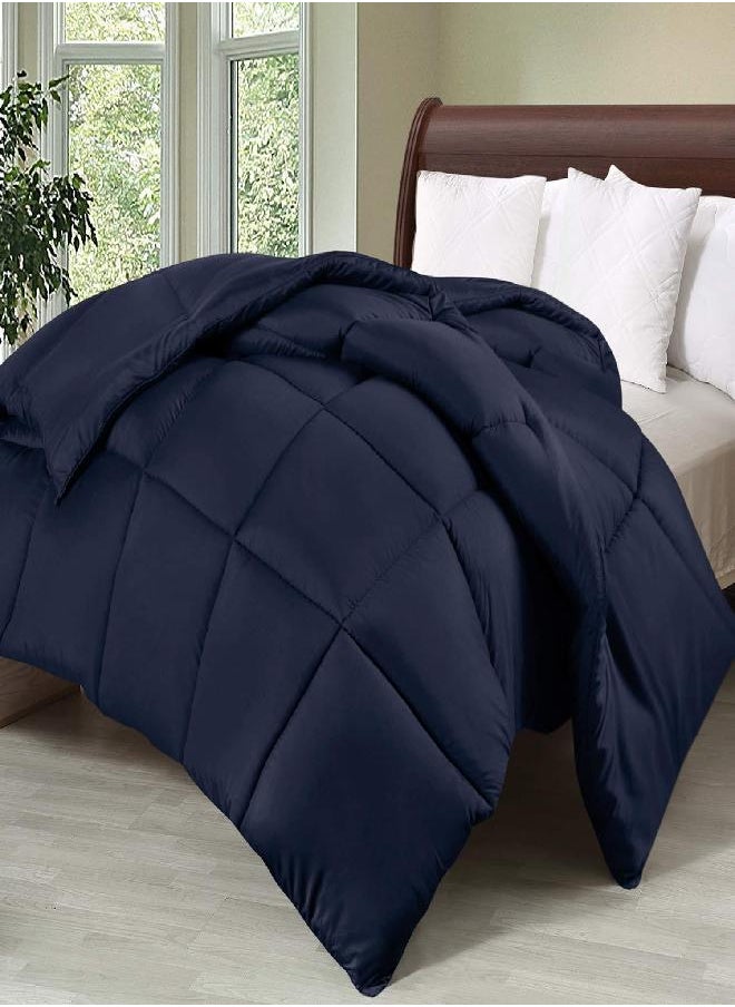Utopia Bedding Comforter Duvet Insert - Quilted Comforter with Corner Tabs - Box Stitched Down Alternative Comforter (Twin, Navy)