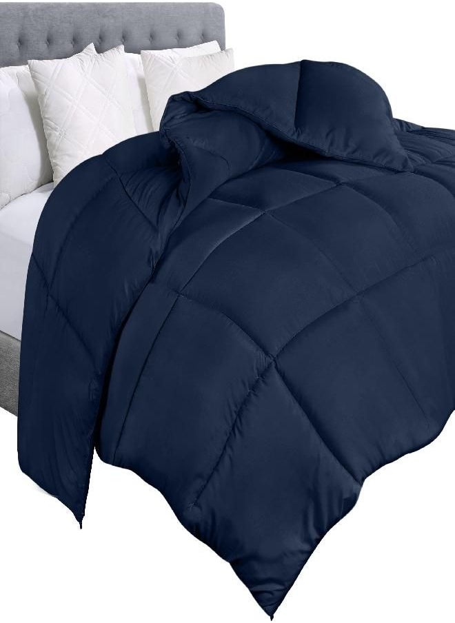 Utopia Bedding Comforter Duvet Insert - Quilted Comforter with Corner Tabs - Box Stitched Down Alternative Comforter (Twin, Navy)