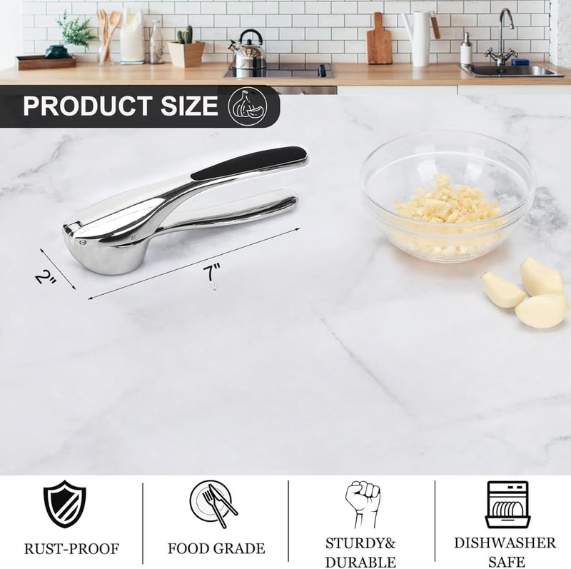 ZEVON ® Garlic Crusher Presser Garlic Press Manual Garlic Mincer Stainless Steel Garlic Cutter Chopper,Hand Press Garlic Crusher and Chopper, Mincer Cutter for Garlic for Kitchen - Image 5