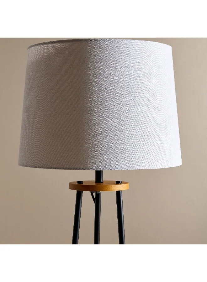 Home Box Haskett Cusio Metal Floor Lamp with 2 Shelves and Linen Shade - 40x165 cm