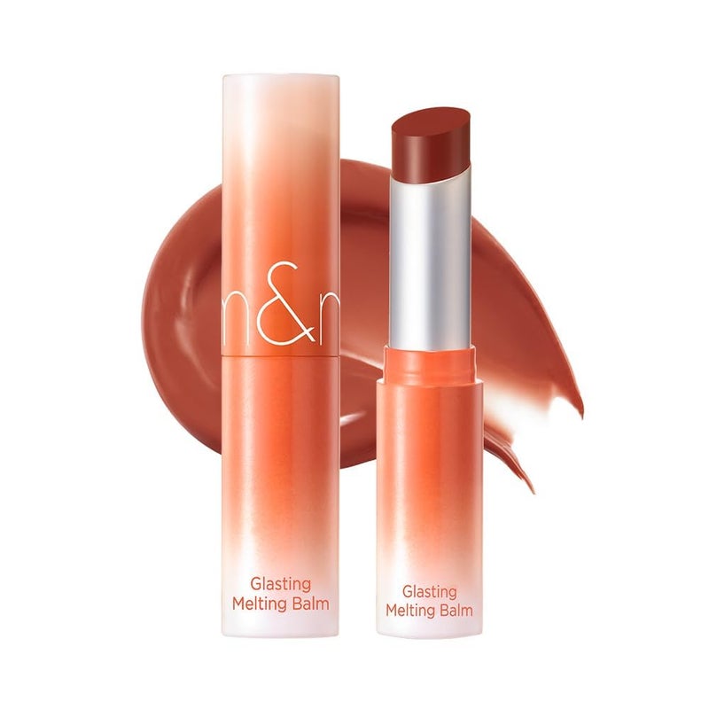 rom&nd GLASTING MELTING BALM 15 Pecan Brew | K-Beauty Hydrating Lip Balm for Plump, Crystal-Clear Shine | Vivid Nude Brown-Red Tint | Non-Sticky, Long-Lasting Moisture - Image 1