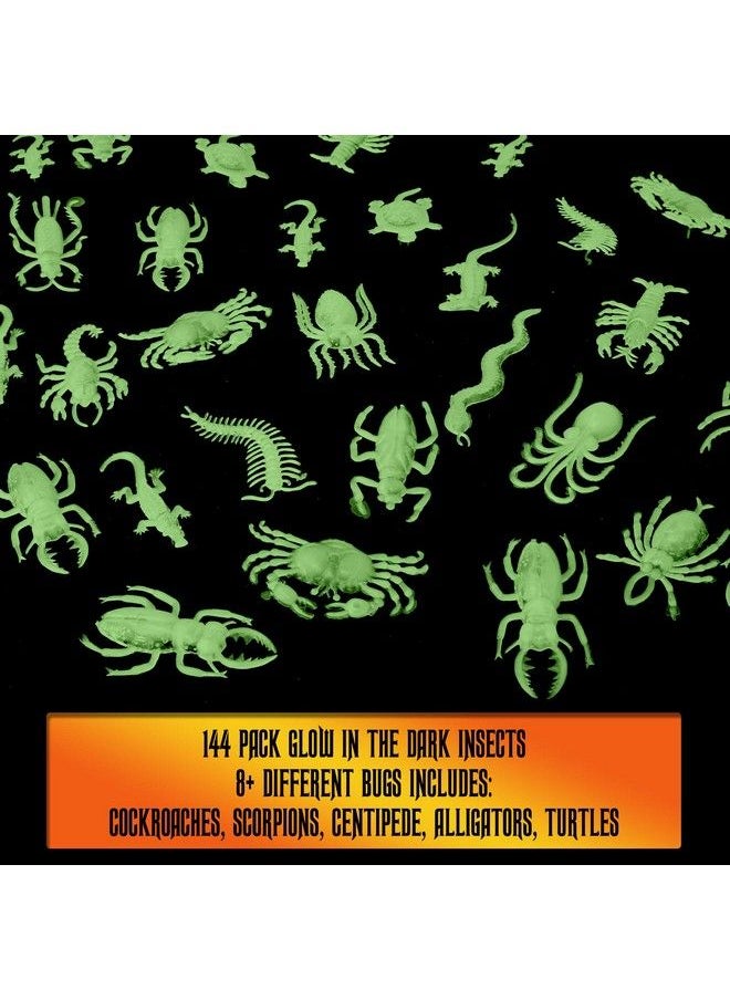 Skeleteen - Glow In The Dark Insects 144 Pieces Party Favor And Prank Toys Assorted Reptiles And Bugs Toys Great For Halloween Birthday Parties Piñatas Prizes And More By Skeleteen - Image 1