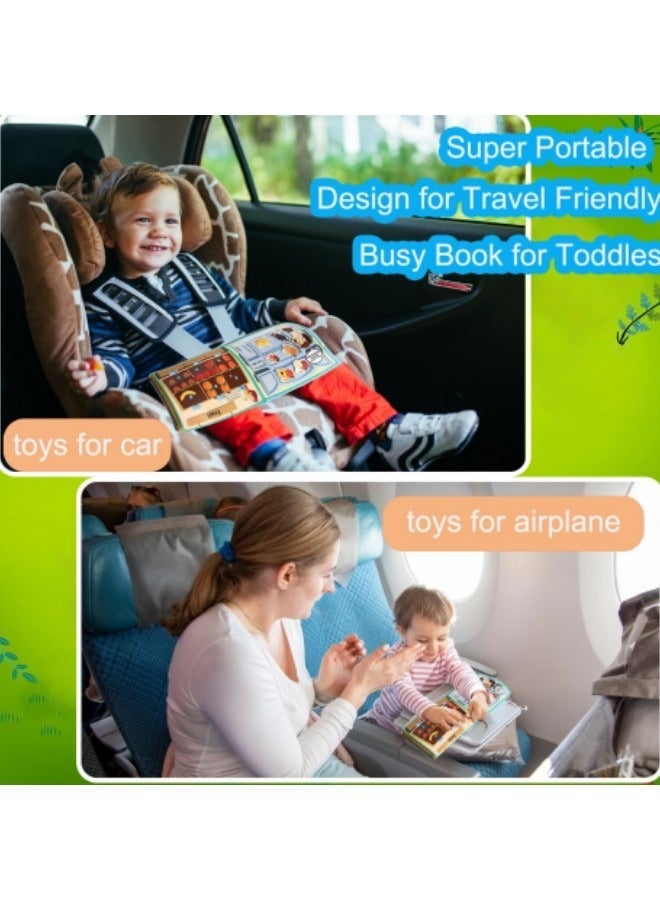 CCOVERY 4-Piece Busy Book for Toddlers 1234 Quiet Book Travel Toys Kids Montessori Toys Airplane Travel Sensory Activity Preschool Learning Activities, Road Trip Games Sticker Quiet Book - Image 2