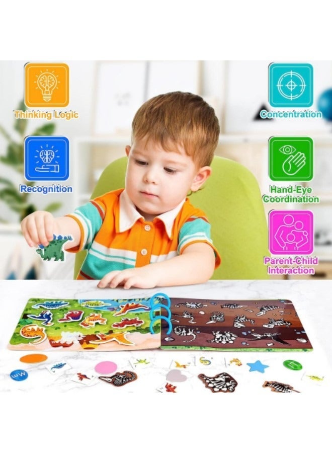 CCOVERY 4-Piece Busy Book for Toddlers 1234 Quiet Book Travel Toys Kids Montessori Toys Airplane Travel Sensory Activity Preschool Learning Activities, Road Trip Games Sticker Quiet Book - Image 3