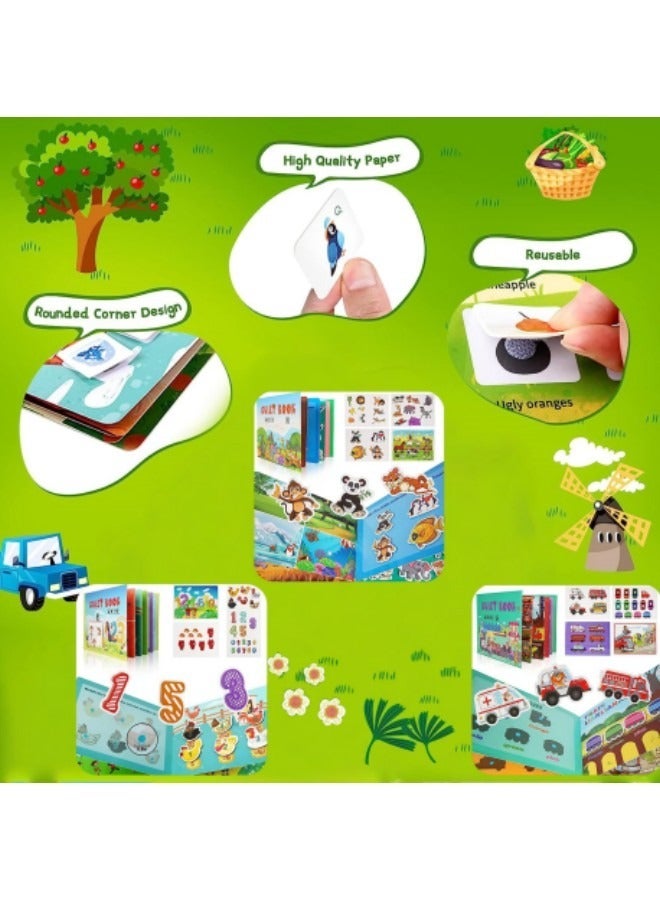 CCOVERY 4-Piece Busy Book for Toddlers 1234 Quiet Book Travel Toys Kids Montessori Toys Airplane Travel Sensory Activity Preschool Learning Activities, Road Trip Games Sticker Quiet Book - Image 5