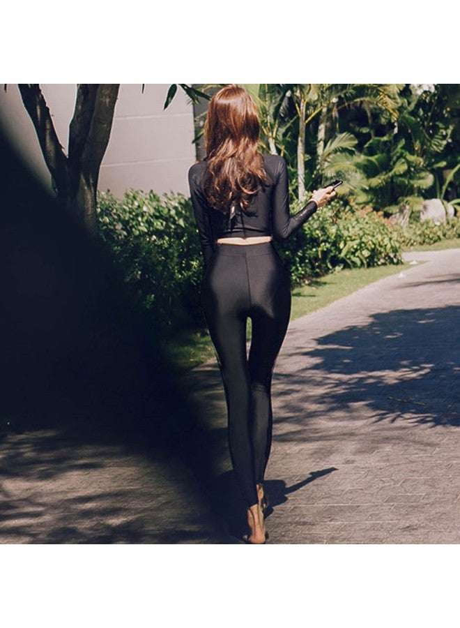 Generic Long-sleeved Surfing Suit Internet-famous Swimsuit Three-piece Sunscreen Hot Summer Split Conservative Slim Women's Clothing-Color:006 # Top + Trousers + Triangle Bottom Pants-Size:XXL  - Image 3