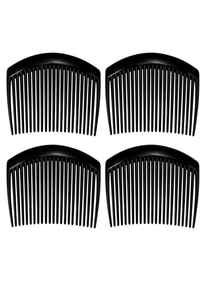 CHIROGRAPHY 4 Pcs Premium Classic Side Clip Hair Comb, Teeth Hair Combs Hair Clip Comb Plastic, Black - Image 1