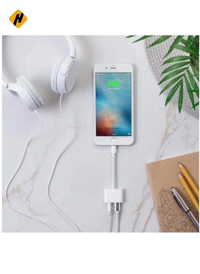 [Apple MFi Certified] for iPhone 3.5mm Headphone Adapter & Splitter 2 in 1 Lightning to 3.5mm AUX Audio Headphone Charger for iPhone 11/XS/XR/X/8 7 6/iPad iPod Support Call Sync Music Control