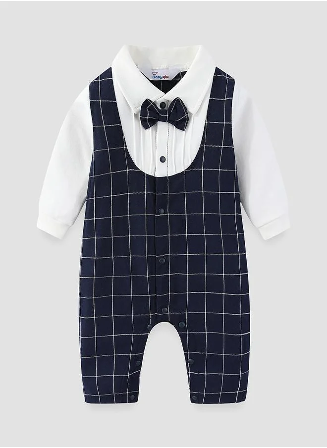 babyqlo Classic Checkered Baby Romper with Bow Tie