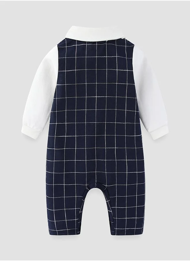 babyqlo Classic Checkered Baby Romper with Bow Tie