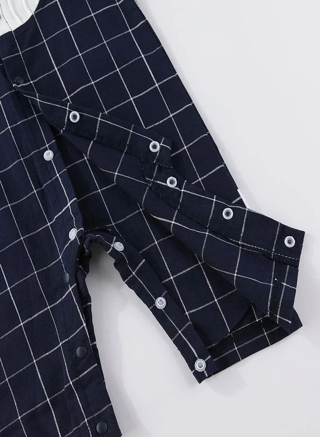 babyqlo Classic Checkered Baby Romper with Bow Tie
