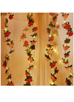 Generic Flower Rose Vine Fairy String Lights, Battery Powered Artificial Rose Flower Garland with Lights for Wedding Birthday Party Bedroom Home Garden Decor, 2 Pack ,50 LED  - Image 1