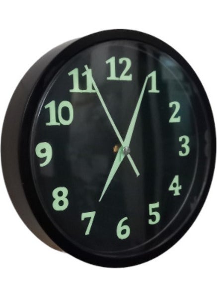 Tekno Trust - Modern Luminous Night Glowing Black Living Room Kitchen Office Wall Clock 22 cm Plastic B2 Plastic Round - Image 1