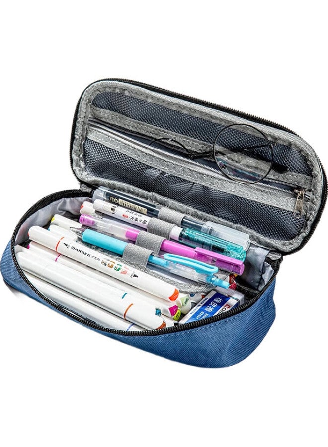 Comix Pencil Case, Large Capacity Stationery Storage Bag For Students, Portable Pencil Box For Elementary School Students, Layered Storage Oxford Cloth Durable Pencil Case, Xs-30 Blue - Image 2