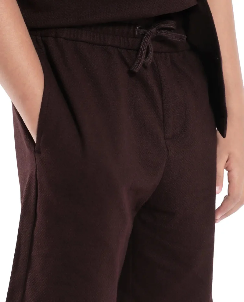 Rare Ones Rare Ones Kids Veno-B Brown Cotton Drawstring Closure Solid Regular Fit Shorts