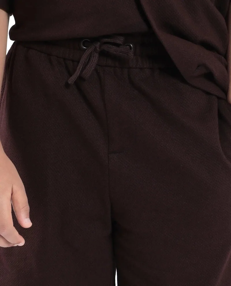 Rare Ones Rare Ones Kids Veno-B Brown Cotton Drawstring Closure Solid Regular Fit Shorts