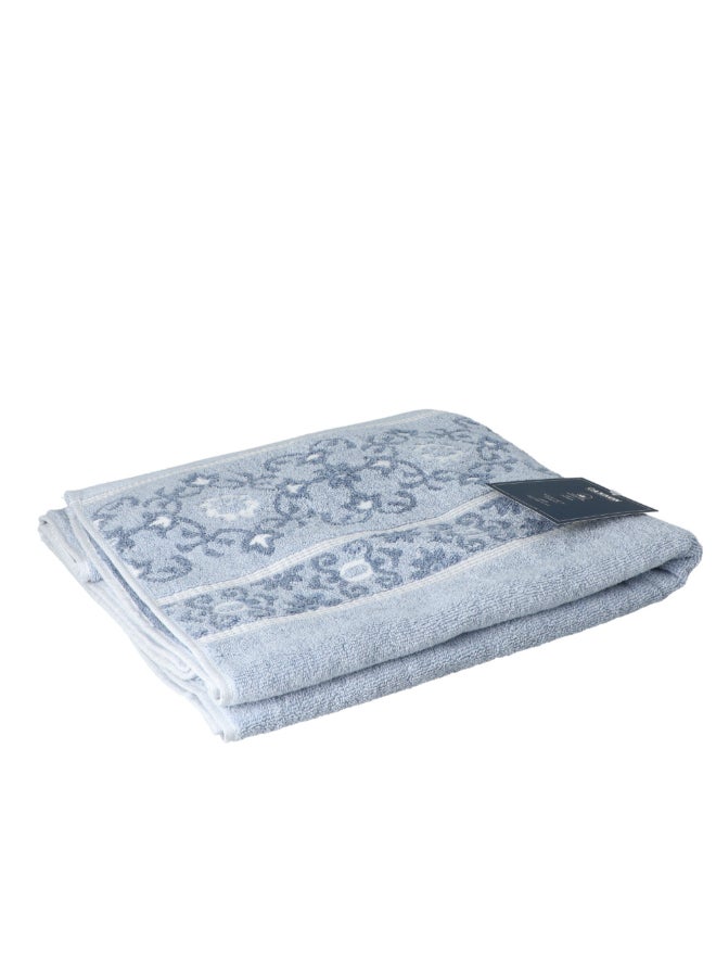 Cannon Floral Pattern Cotton Jacquard Towel Blue and White 81 x 163 cm F-T-CN-L81-JQ-BLU - Image 2