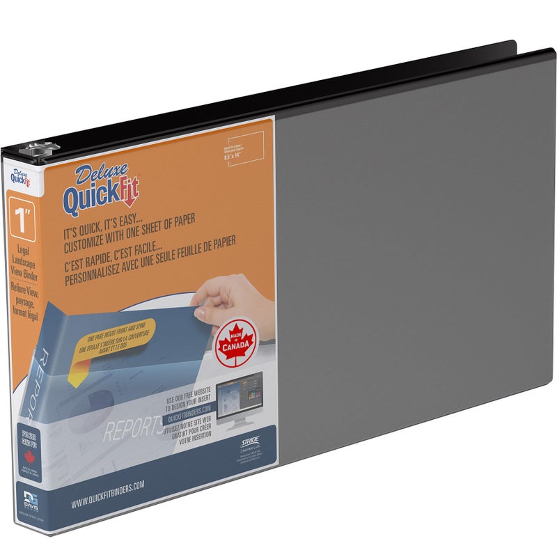Quickfit Heavy-Duty 8.5" x 14" Landscape Legal Binder, 3-Ring Binder, Round Ring, Black, Single, 1 Inch - Image 1