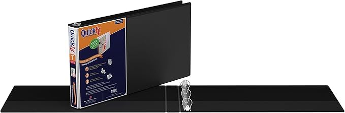 Quickfit Heavy-Duty 8.5" x 14" Landscape Legal Binder, 3-Ring Binder, Round Ring, Black, Single, 1 Inch - Image 2
