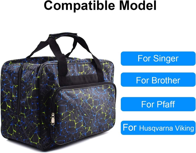 TLBTEK Black Sewing Machine Carrying Case,Universal Canvas Carry Tote Bag,Portable Padded Storage Dust Cover with Pockets for Sewing Machine - Image 2