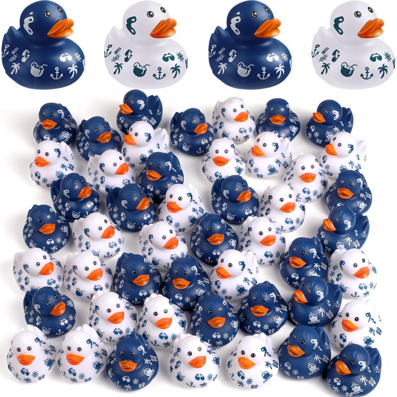 Jerify 12 Pcs 2 Inch Cruise Ducks for Hiding Mini Rubber Ducks for Cruise Ships Bath Toys Duckies for Kids Adult Valentines Day Carnival Party Birthday Gifts Blue and White - Image 3
