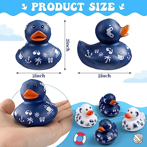 Jerify 12 Pcs 2 Inch Cruise Ducks for Hiding Mini Rubber Ducks for Cruise Ships Bath Toys Duckies for Kids Adult Valentines Day Carnival Party Birthday Gifts Blue and White - Image 5