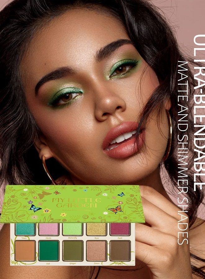 MAKI YIKA Green Eyeshadow Palette 10 Colors, Matte Green Eye Shadows Palette Pressed Powder, Rich Pigmented & Ultra Blendable & Long Wearing, Inspired Greens (10Shade) - Image 2