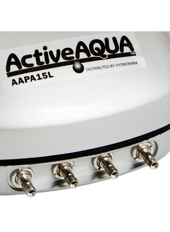 Hydrofarm Aapa15L Active Aqua, 4 Outlets, 6W, 15 L/Min Air Pump, Silver,Grey  - Image 2