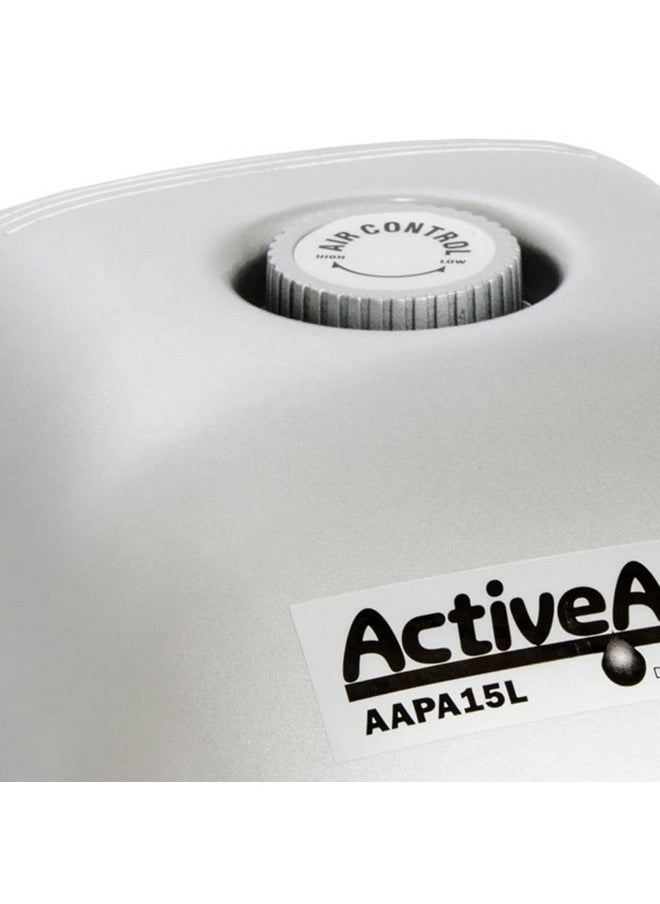 Hydrofarm Aapa15L Active Aqua, 4 Outlets, 6W, 15 L/Min Air Pump, Silver,Grey  - Image 3