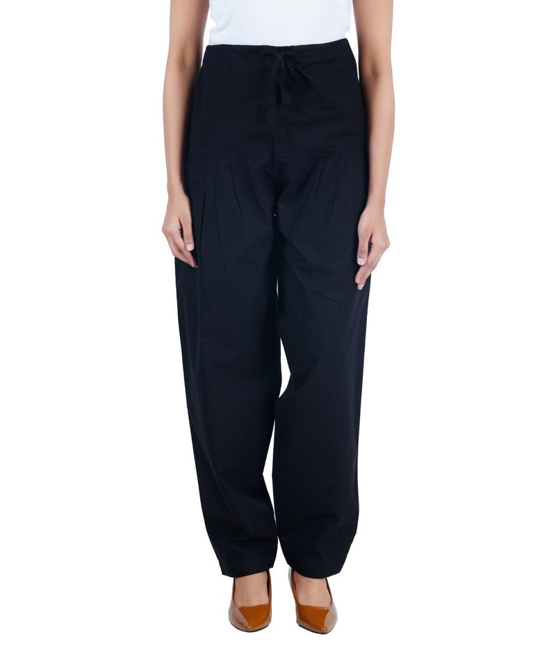 Happy Bunny Cotton Salwar Pant for Women, Modern Semi Patiala Ethnic Trousers with Drawstring, Comfortable Office Home Wear Ladies Pants (3XL, Black) - Image 1