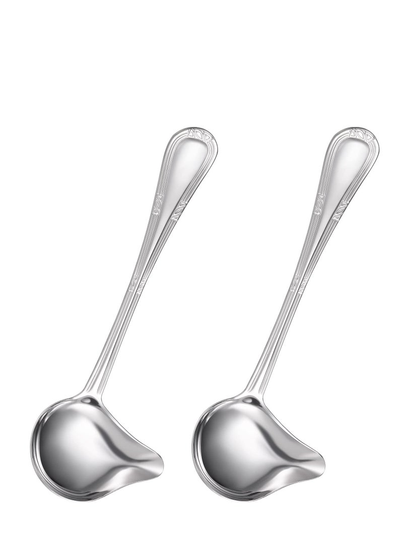 KASTWAVE Gravy Drizzle Spoon with Pouring Spout, 18/10 Stainless Steel Saucier Sauce Soup Spoon for Spooning Gravies and Sauces - Image 1
