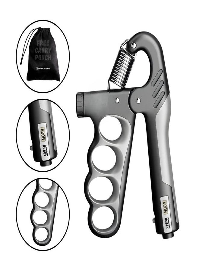 PROVERVE Adjustable Hand Gripper with Counter (5-100kg) | Grip Strengthener for Men & Women | Steel Coil Forearm Exerciser | Finger & Hand Gym Equipment for Strength Training (Black & Grey) - Image 2