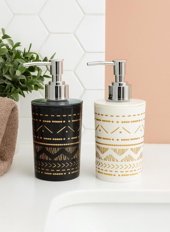 LAGET® Soap Dispenser Bottle Set with Pump for handwash in Bathroom Kitchen Sink, White and Black Plastic Body and Chrome Finish top(Pack of 2)(Design as per Availability) - Image 2