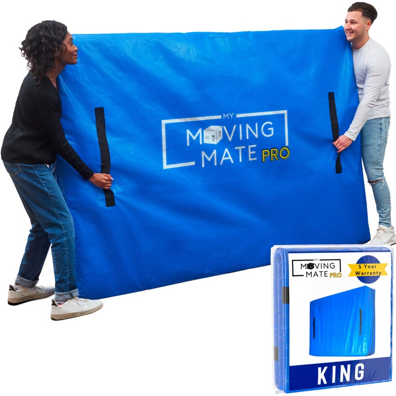 My Moving Mate King Size Mattress Bag for Moving and Storage with 8 Handles and Zip - Tarp Plastic Mattress Cover for Moving and Storage - Professional Grade Mattress Storage Bags - Heavy Duty, Reusable - Image 1