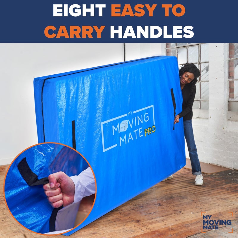 My Moving Mate King Size Mattress Bag for Moving and Storage with 8 Handles and Zip - Tarp Plastic Mattress Cover for Moving and Storage - Professional Grade Mattress Storage Bags - Heavy Duty, Reusable - Image 4