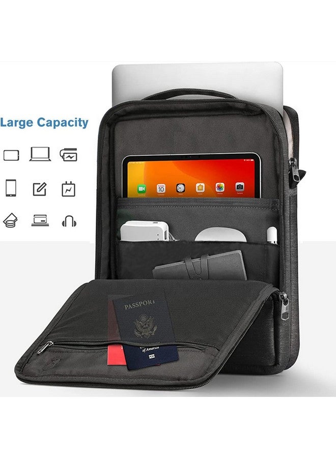 Moca حقيبة كتف موكا للابتوب للجنسين لماك بوك إير/برو 13 إنش M2 2022، برو M1 14 إنش، حقيبة حمل مبطنة لجهاز الكمبيوتر اللوحي ديل XPS 13، 13.5 إنش سيرفيس، HP، آيسر كروم بوك (13-14 إنش، أسود) - Image 3