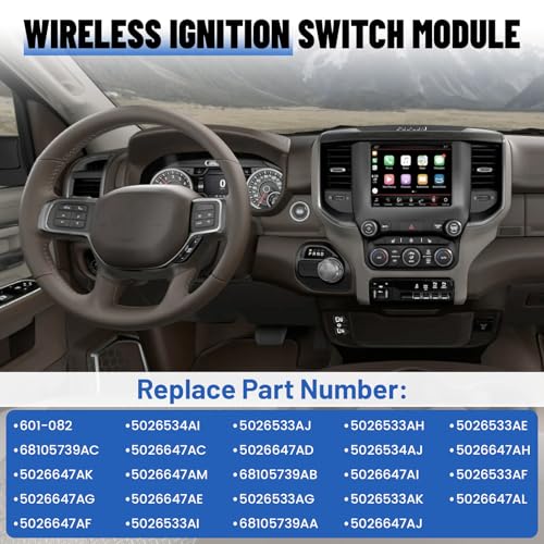 LUKYUCHA 601-082 Wireless Ignition Switch Module Kit & 2 Keys Compatible with 2011-2013 Dodge Challenger, Ram 1500 2500 3500 4500 5500, Jeep Grand Cherokee, Replace# 68105739AC 5026533AE (Need Programming) - Image 2