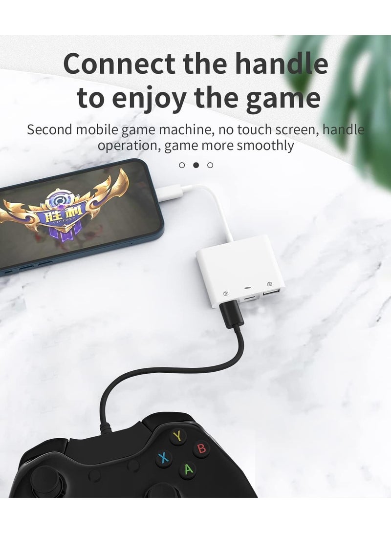 Lightning to USB Adapter for Iphone OTG Flash Drive Dongle Charger Cable Converter(3in1)Camera Card Reader Memory Stick Mouse Keyboard for Apple 14 13 12 11 Pro Max Mini X XS SE 8 7 Plus Ipad Air Cord - Image 2