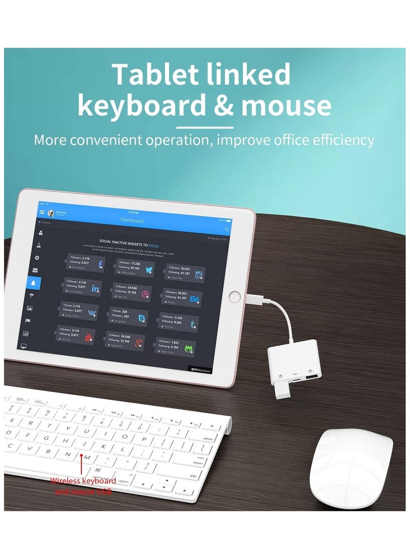 Lightning to USB Adapter for Iphone OTG Flash Drive Dongle Charger Cable Converter(3in1)Camera Card Reader Memory Stick Mouse Keyboard for Apple 14 13 12 11 Pro Max Mini X XS SE 8 7 Plus Ipad Air Cord - Image 5