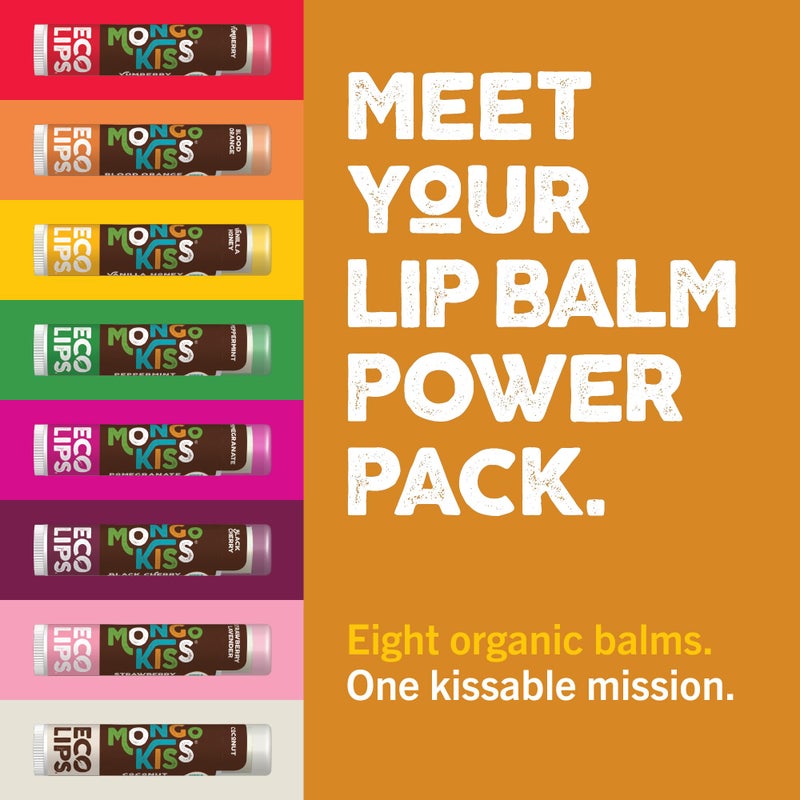 Eco Lips Mongo Kiss USDA Organic Lip Balm Set 8-pack (0.15 oz. each) with Mongongo Oil & Cocoa Butter to Moisturize Chapped Lips | Made in USA by Eco Lips (Variety) - Image 5