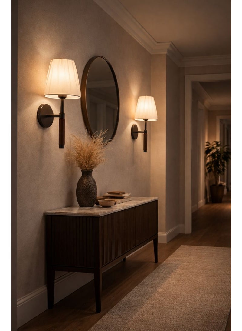 Modern black wall light, length 30 cm, metal structure with luxurious wooden accents, suitable for bedrooms, entrances, and hallways - Image 2
