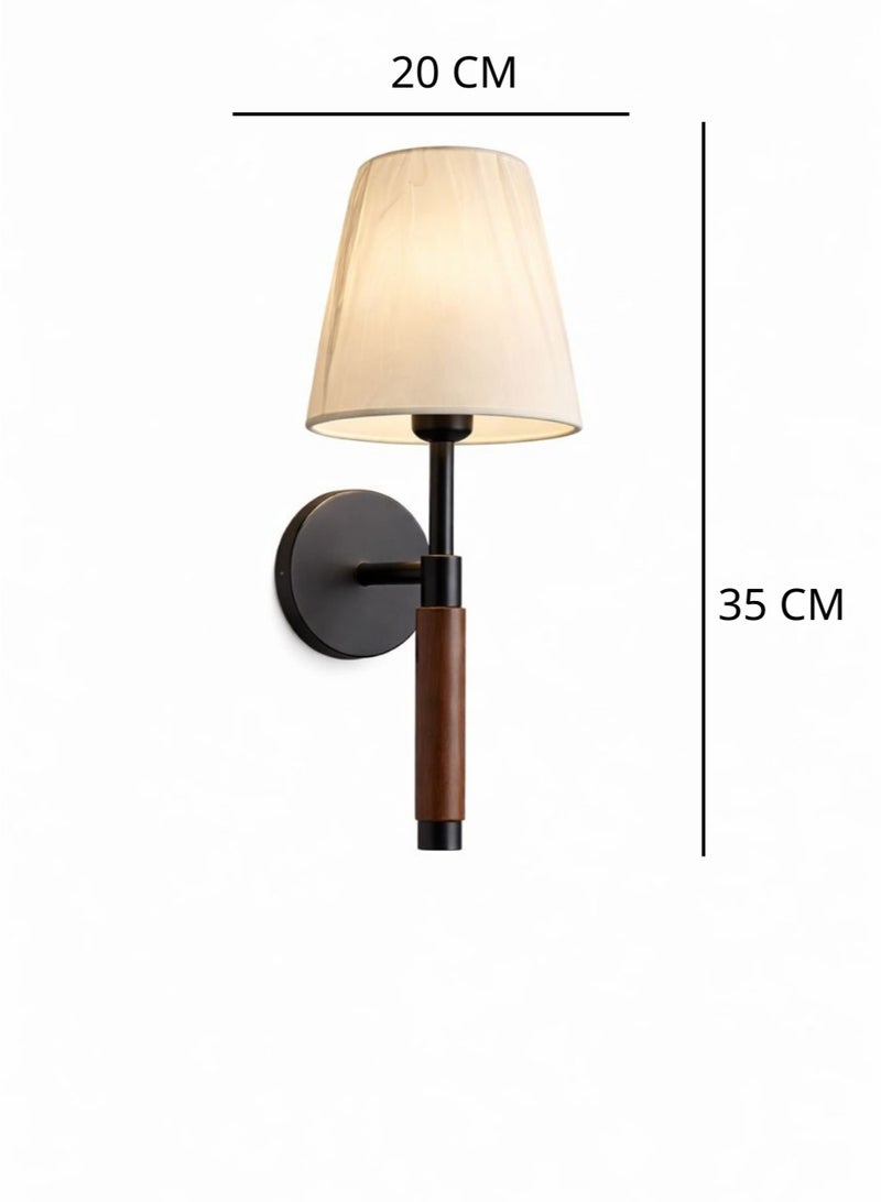 Modern black wall light, length 30 cm, metal structure with luxurious wooden accents, suitable for bedrooms, entrances, and hallways - Image 5
