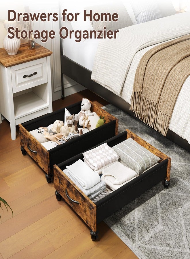 FOUCSSOMEI Under Bed Storage with Wheels, Under Bed Storage Drawers on Wheels, Metal Frame Under Bed Shoe Storage, Space-Saving for Bedroom Closet Organization - Image 2
