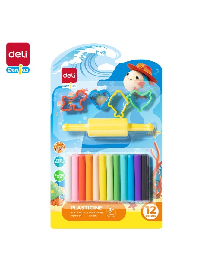 Deli EH716 Plasticine – 12 Colors, Non-Drying, Easy to Mold, Safe & Gluten-Free, Perfect for Kids’ Creative Activities - Image 1