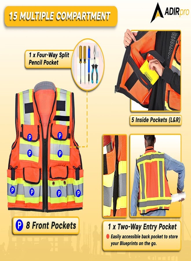 AdirPro Safety Vest Variation, Orange, M - Image 3