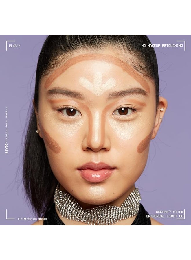 نيكس مكياج المحترفين نيكس بروفيشنال ميكاب ووندر ستيك عصا كونتور مزدوجة لتحديد الوجه تفتيح وهايلايت نحت الوجه تركيبة نباتية يونيفرسال لايت 35.9 جرام - Image 2