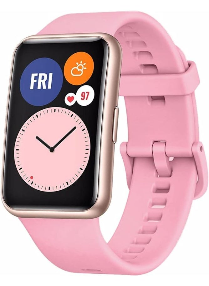 ووتش متوافق مع هواوي ووتش فيت سبشال إديشن، سوار استبدال سيليكون ناعم، مقاوم للتآكل، قابل للتهوية - وردي - Image 2